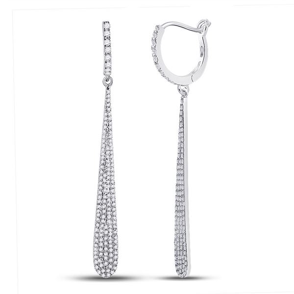 Round Diamond Drop Dangle Earrings 3/4 Cttw 14KT White Gold