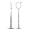 Image 1 : Round Diamond Drop Dangle Earrings 3/4 Cttw 14KT White Gold