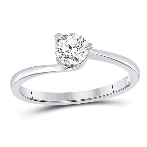 Round Diamond Solitaire Bridal Wedding Engagement Ring 1/2 Cttw 14KT White Gold
