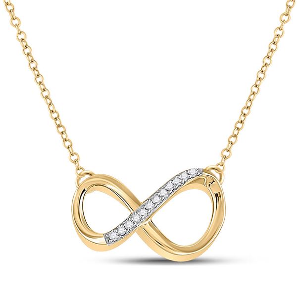 Round Diamond Infinity Necklace .03 Cttw 10KT Yellow Gold