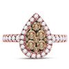 Image 2 : Round Brown Diamond Teardrop Cluster Ring 1 Cttw 14KT Rose Gold