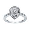 Image 1 : Round Diamond Teardrop Cluster Ring 1/10 Cttw 10KT White Gold