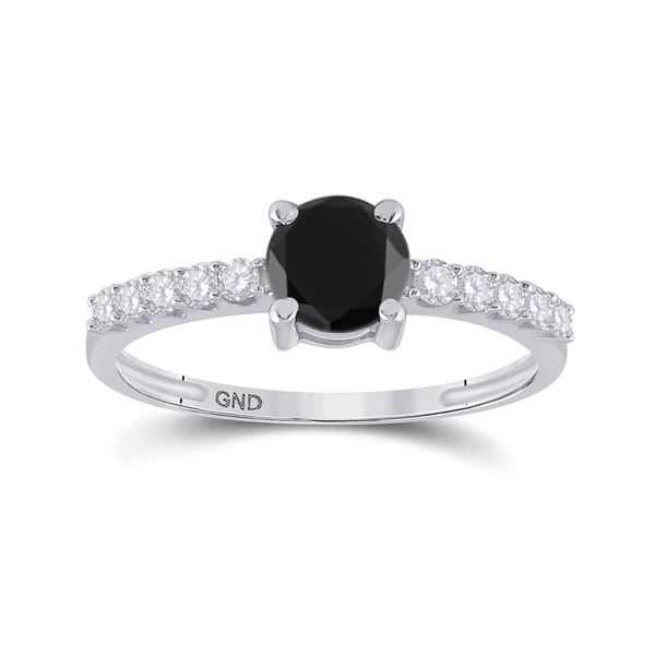 Black Color Enhanced Diamond Solitaire Bridal Engagement Ring 1 Cttw 10KT White Gold