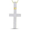 Image 1 : Princess Diamond Cross Charm Pendant 2-1/2 Cttw 10KT Yellow Gold