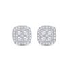 Image 2 : Round Diamond Square Earrings 3/4 Cttw 14KT White Gold