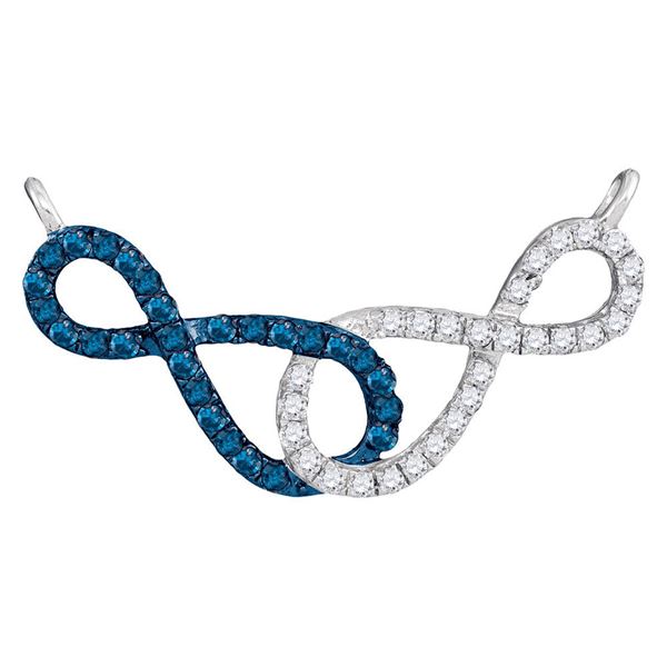 Round Blue Color Enhanced Diamond Infinity Necklace 1/3 Cttw 10KT White Gold
