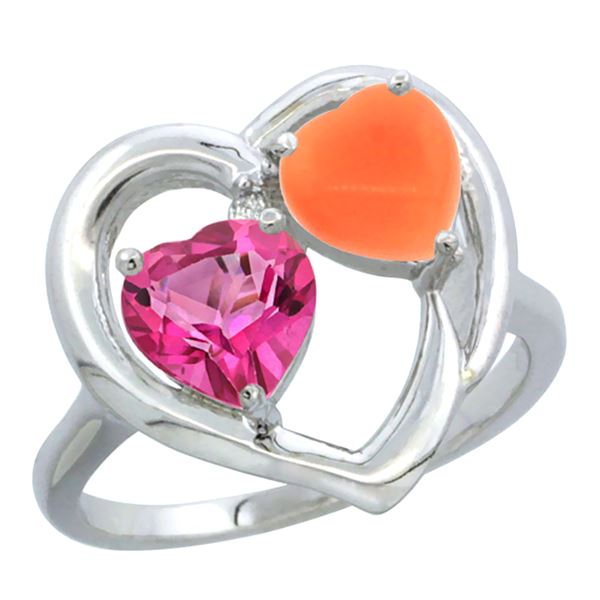 1.31 CTW Pink Topaz & Diamond Ring 10K White Gold - REF-23X5M