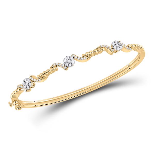 Round Diamond Bangle Bracelet 1/2 Cttw 14KT Yellow Gold