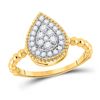 Image 1 : Round Diamond Teardrop Cluster Ring 1/3 Cttw 10KT Yellow Gold
