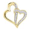 Image 1 : Round Diamond Double Linked Heart Pendant 1/20 Cttw 10KT Yellow Gold