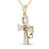 Image 2 : Round Black Color Enhanced Diamond Ankh Cross Charm Pendant 1/2 Cttw 10KT Yellow Gold