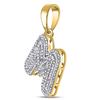 Image 2 : Round Diamond Letter M Bubble Initial Charm Pendant 1/2 Cttw 10KT Yellow Gold