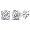 Image 1 : Round Diamond Circle Cluster Stud Earrings 1/4 Cttw 10KT White Gold