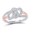 Image 1 : Round Diamond Double Heart Ring 1/5 Cttw 10KT Two-tone Gold