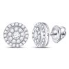 Image 1 : Round Diamond Solitaire Cluster Stud Earrings 1/2 Cttw 14KT White Gold