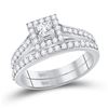 Bridal Wedding Ring Band Set 7/8 Cttw 10KT White Gold
