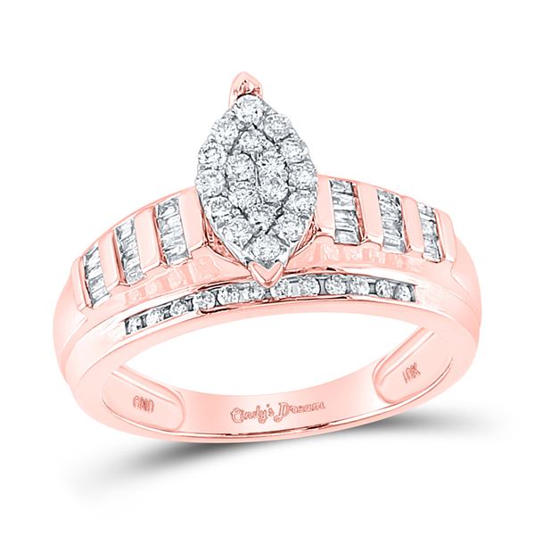 Diamond Cluster Bridal Wedding Engagement Ring 1/2 Cttw 10KT Rose Gold
