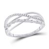 Image 1 : Baguette Round Diamond Crossover Band Ring 1/4 Cttw 14KT White Gold