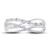 Image 2 : Baguette Round Diamond Crossover Band Ring 1/4 Cttw 14KT White Gold