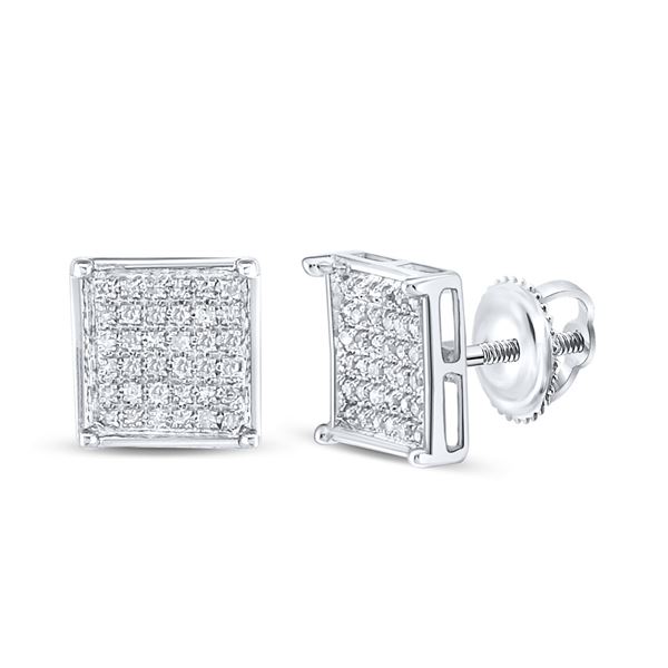 Round Diamond Square Earrings 1/4 Cttw 14KT White Gold