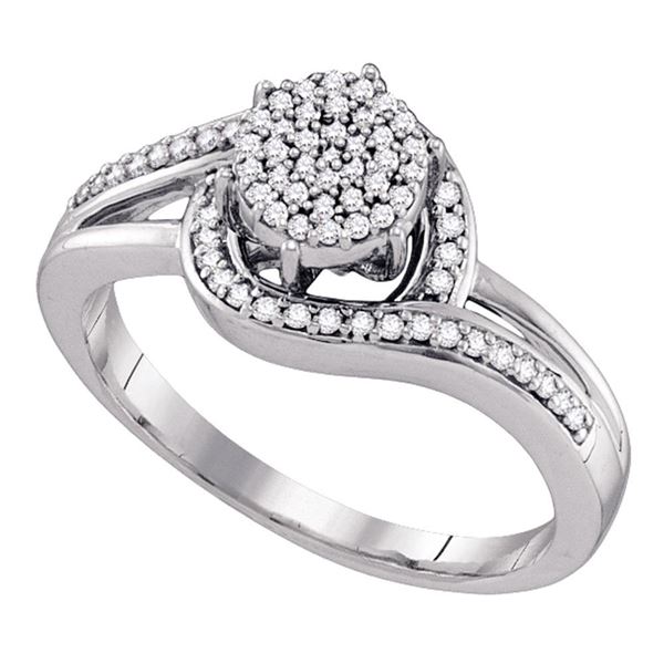 Round Diamond Cluster Ring 1/4 Cttw 10KT White Gold