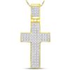 Image 1 : Round Diamond Cross Charm Pendant 1/4 Cttw 10KT Yellow Gold