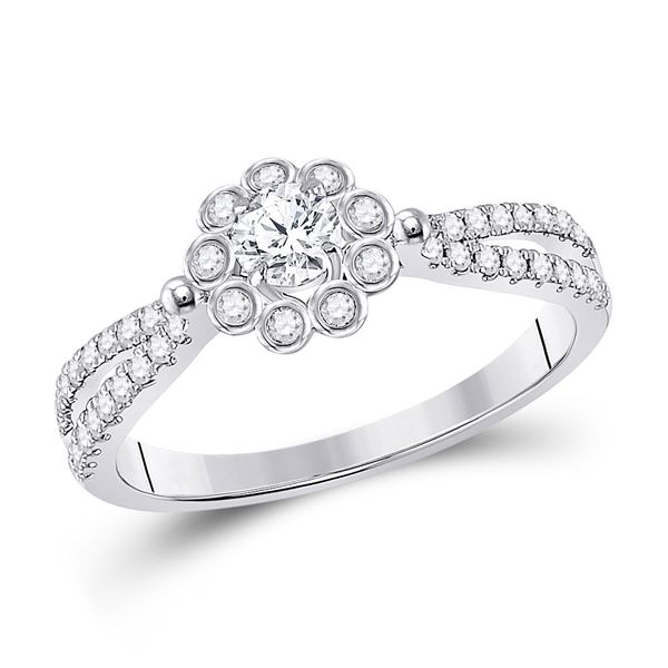 Diamond Solitaire Bridal Wedding Engagement Ring 1/2 Cttw 14KT White Gold