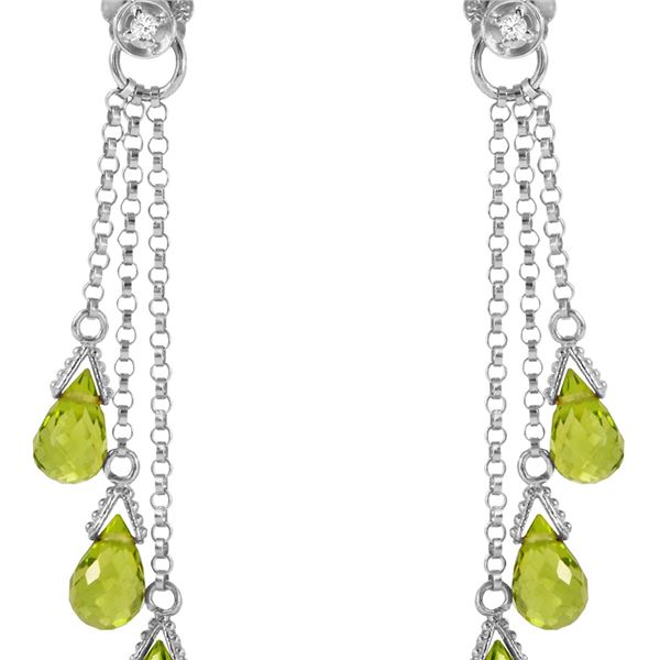 Genuine 10.53 ctw Peridot & Diamond Earrings 14KT White Gold - REF-33P7H