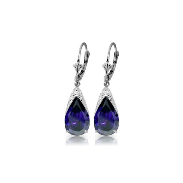 Genuine 9.3 ctw Sapphire Earrings 14KT White Gold - REF-87Z3N