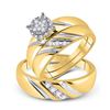 Image 1 : Diamond Cluster Matching Wedding Set 1/5 Cttw 10KT Yellow Gold