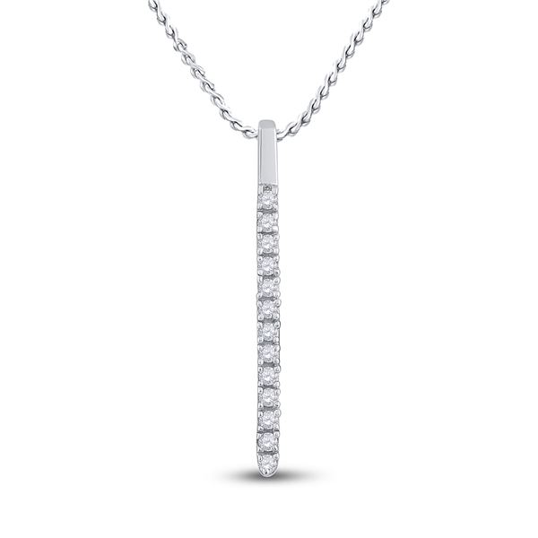Round Diamond Bar Pendant 1/10 Cttw 14KT White Gold