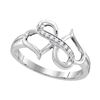 Image 1 : Round Diamond Double Heart Infinity Ring 1/20 Cttw 10KT White Gold