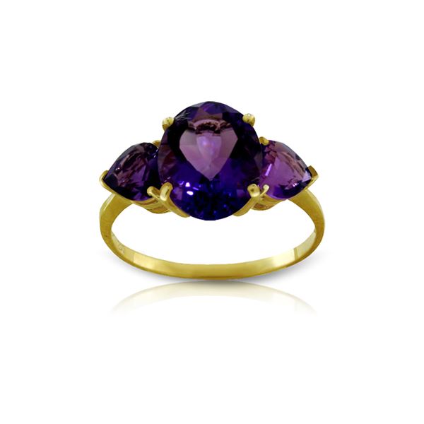 Genuine 4 ctw Amethyst Ring 14KT Yellow Gold - REF-38T5A