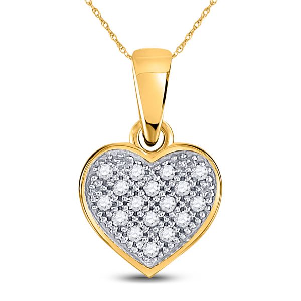 Round Diamond Simple Heart Cluster Pendant 1/20 Cttw 10KT Yellow Gold