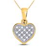 Image 1 : Round Diamond Simple Heart Cluster Pendant 1/20 Cttw 10KT Yellow Gold