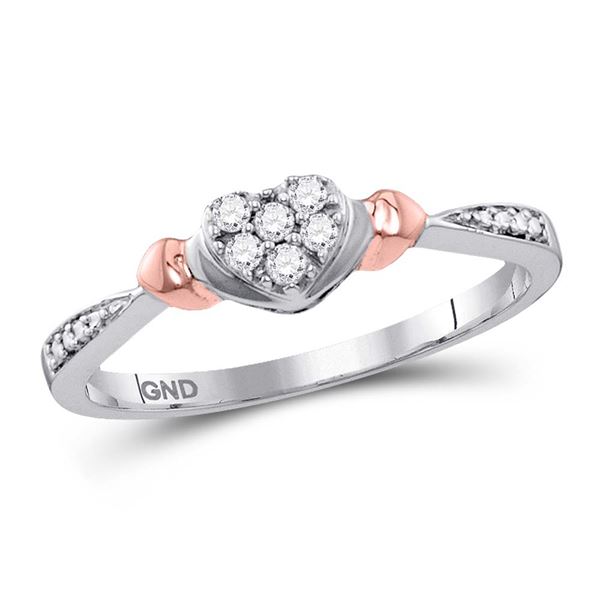 Round Diamond Heart Ring 1/10 Cttw 10KT Two-tone Gold