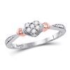 Image 1 : Round Diamond Heart Ring 1/10 Cttw 10KT Two-tone Gold