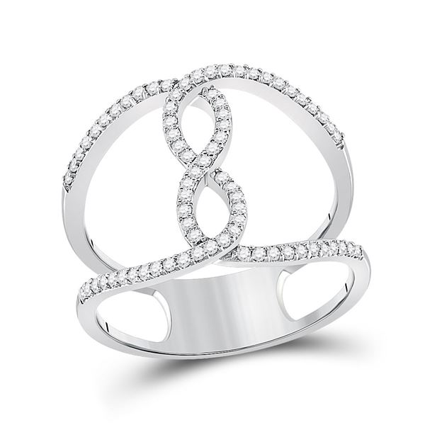 Round Diamond Negative Space Infinity Ring 1/4 Cttw 10KT White Gold