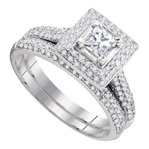 Bridal Wedding Ring Band Set 1 Cttw 14KT White Gold