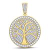 Image 1 : Round Diamond Tree of Life Medallion Charm Pendant 1-1/4 Cttw 10KT Yellow Gold