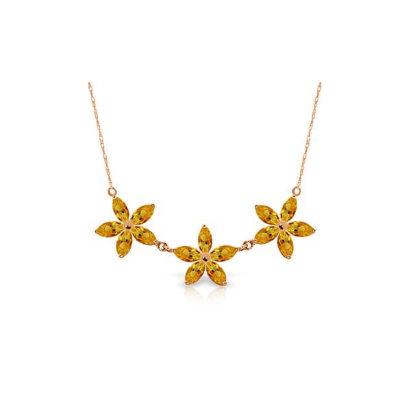 Genuine 4.2 ctw Citrine Necklace 14KT Rose Gold - REF-60H7X