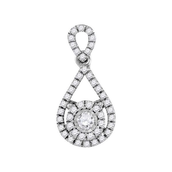 Round Diamond Teardrop Pendant 1/4 Cttw 10KT White Gold