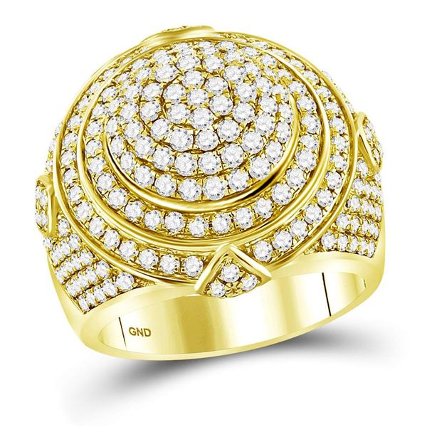 Round Diamond Concentric Circle Cluster Ring 3-1/3 Cttw 14KT Yellow Gold