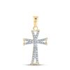 Image 1 : Round Diamond Flared Cross Pendant 1/8 Cttw 14KT Yellow Gold