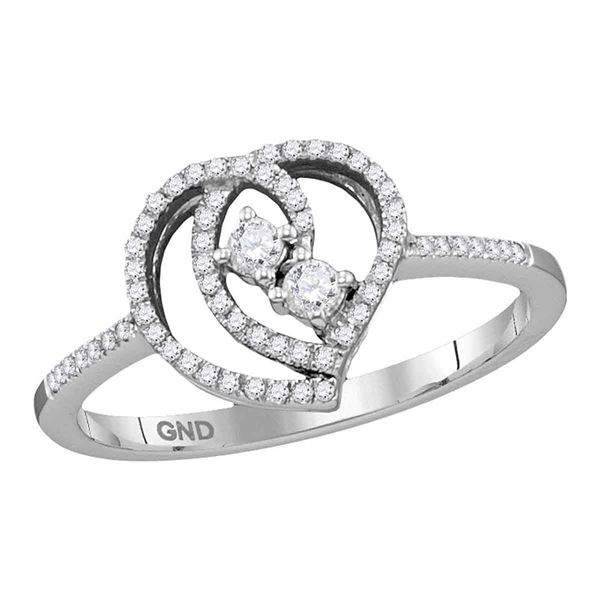 Diamond 2-stone Heart Bridal Wedding Engagement Ring 1/5 Cttw 10KT White Gold