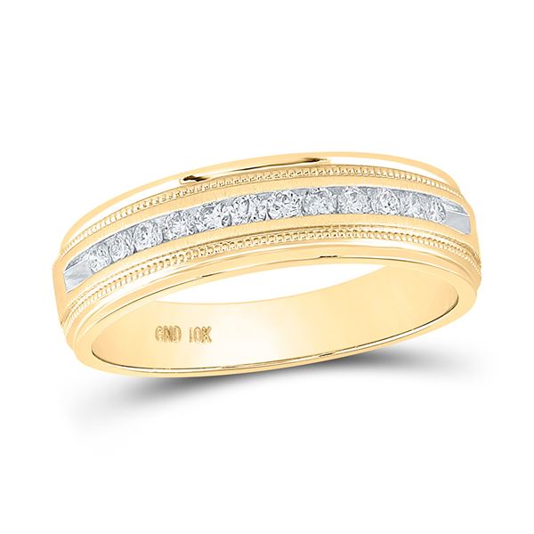 Round Diamond Wedding Single Row Band Ring 1/4 Cttw 10KT Yellow Gold