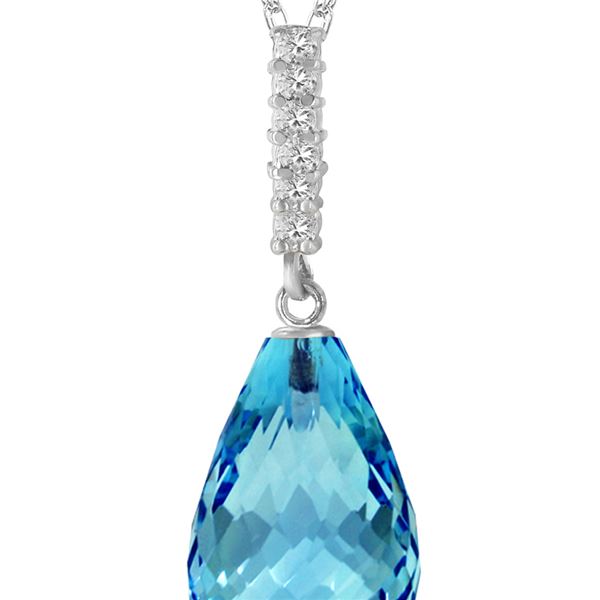 Genuine 6.68 ctw Blue Topaz & Diamond Necklace 14KT White Gold - REF-29X2M