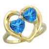 Image 1 : 2.60 CTW Swiss Blue Topaz Ring 10K Yellow Gold - REF-23R7H