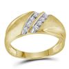 Image 1 : Round Diamond 2-Row Wedding Band Ring 1/4 Cttw 14KT Yellow Gold