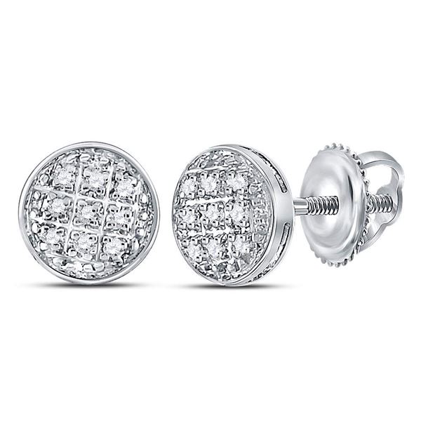 Round Diamond Circle Cluster Earrings 1/20 Cttw 10KT White Gold